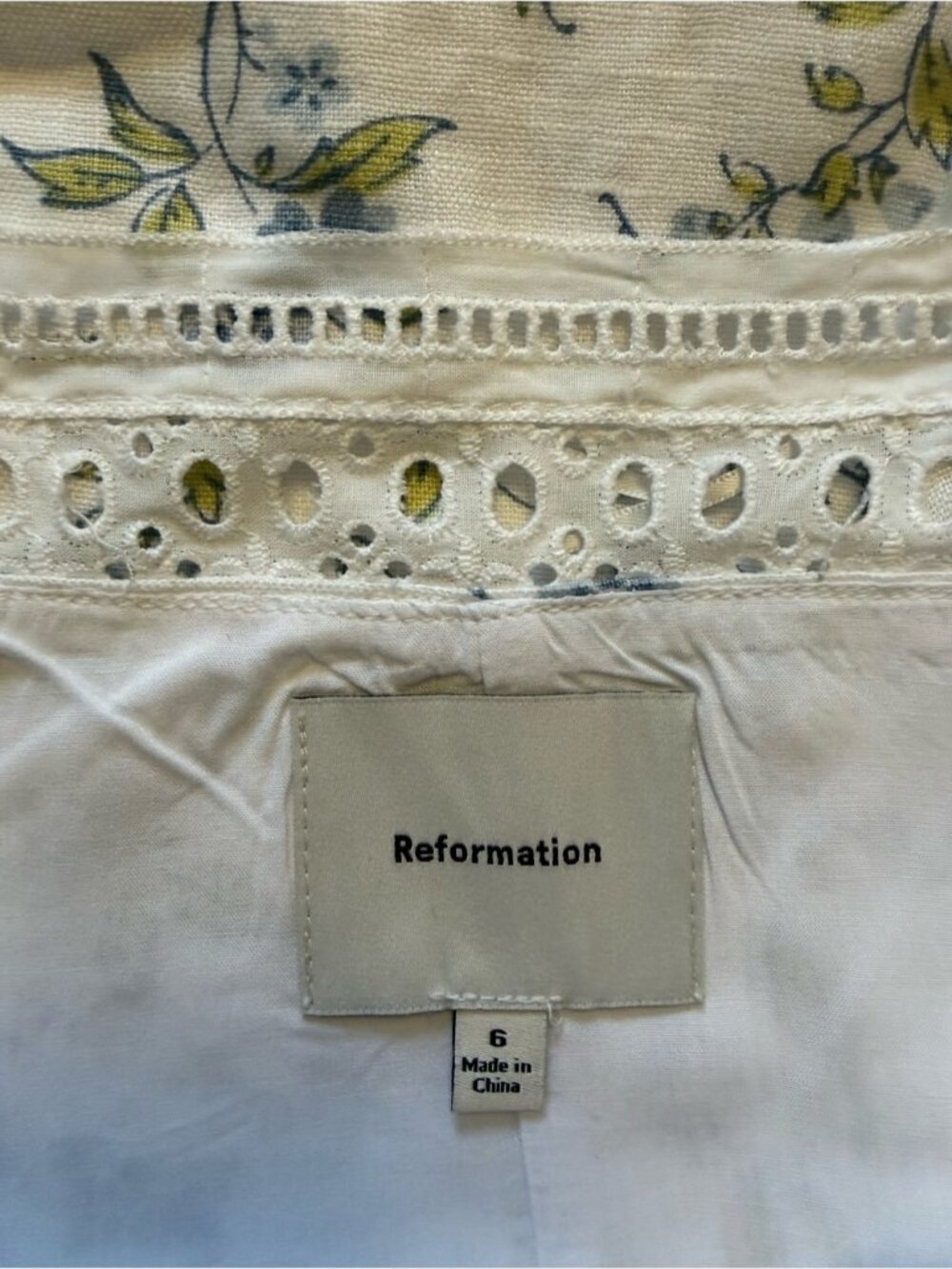 NEW Reformation Pomona Linen Lace Trim Midi Dress Nostalgia Floral | US 6 UK 10 - Picture 12 of 12